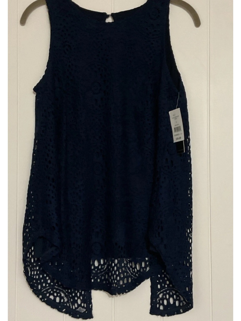 Zac & Rachel Navy Crochet Layered Tunic